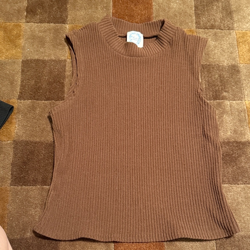 Blue Rain Chocolate Ribbed Tank Top